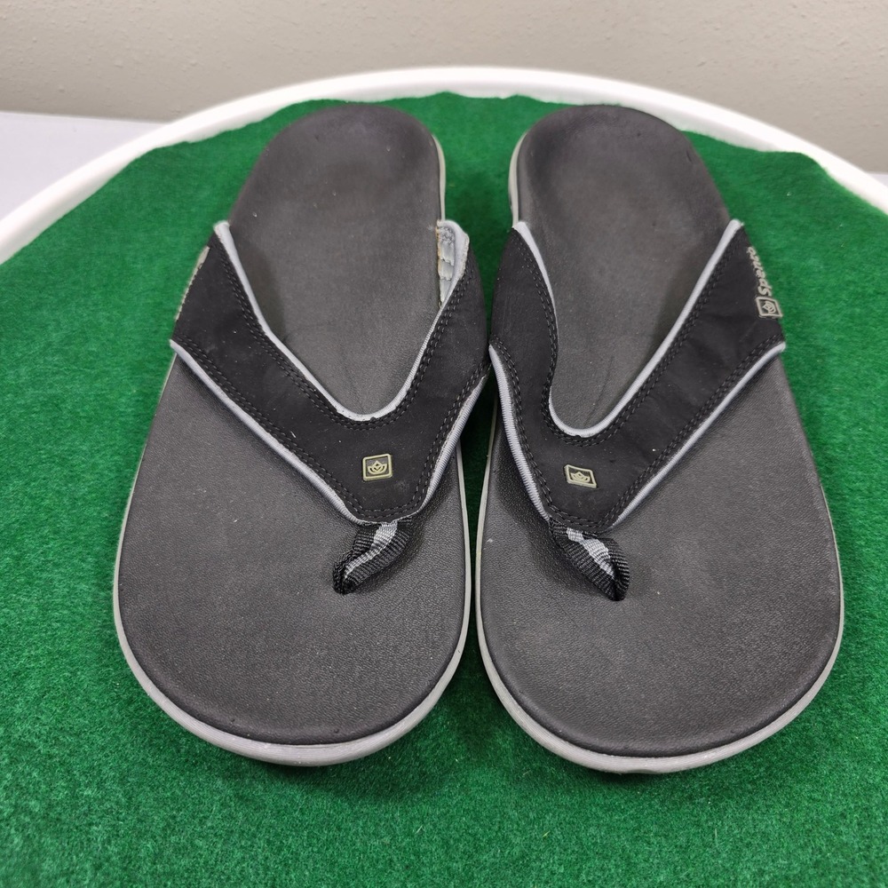 Spenco Yumi Orthotic Flip Flop Sandals Mens 10 Black/Gray Comfort Support NWOT